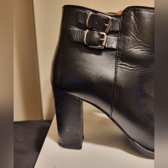 Madewell 1937 Black Leather Side Buckle Heeled Ankle Boots Size 7.5 Ret.$169 - Picture 4 of 8